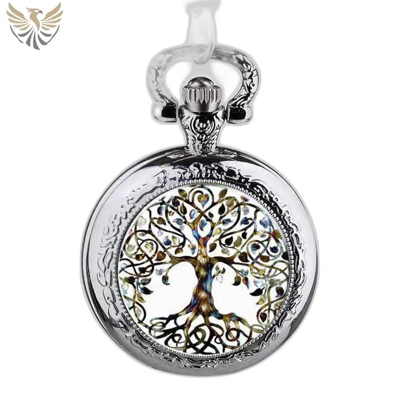Collier Arbre D’amour avec Montre Pendentif Argenté