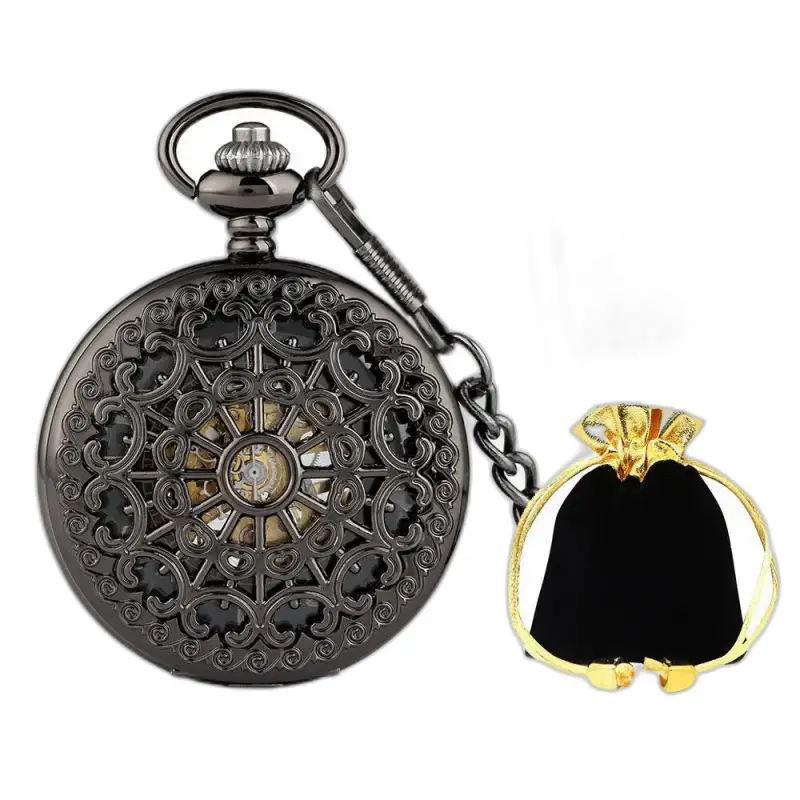Montre à Gousset Antique Noire Mécanique Steampunk Luxe