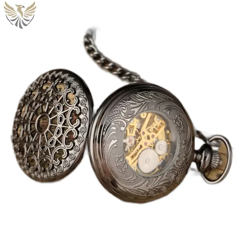 Montre à Gousset Antique Noire Mécanique Steampunk Luxe