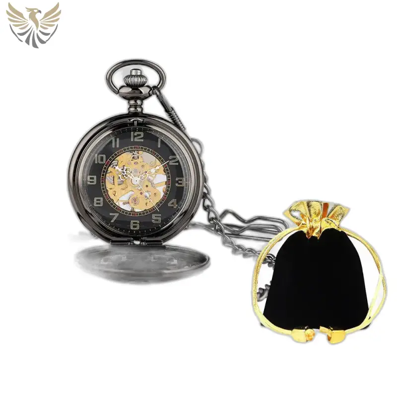 Montre à Gousset Antique Noire Mécanique Steampunk Luxe