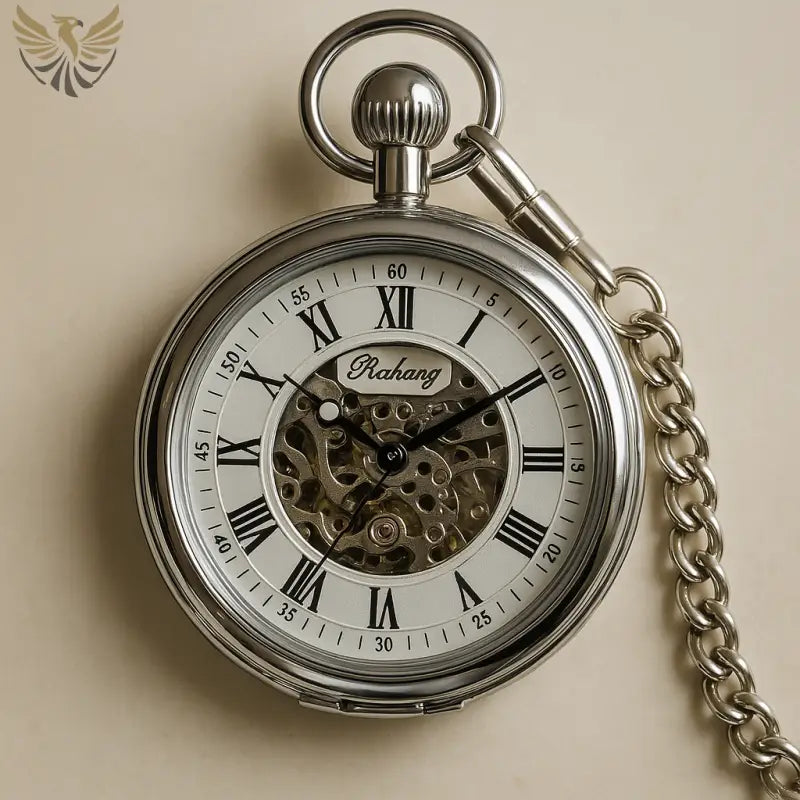 Montre à Gousset Automatique en argent avec chaîne, élégance mécanique intemporelle