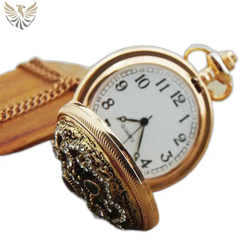 Montre à Gousset Collier Pendentif Classique Or et Pierres