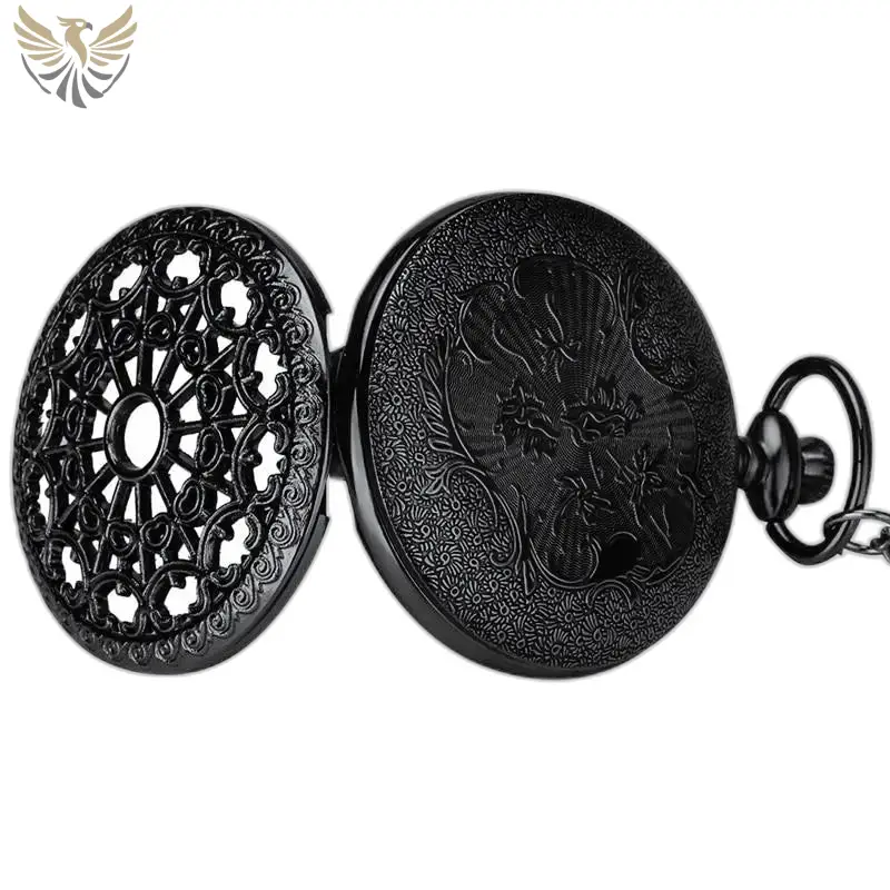 Montre à Gousset Collier Spider Flower Noir Bronze