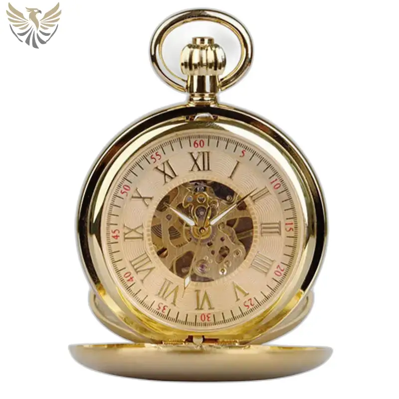 Montre à Gousset Double Chasseur Luxe Homme Femme en or, élégante et classique