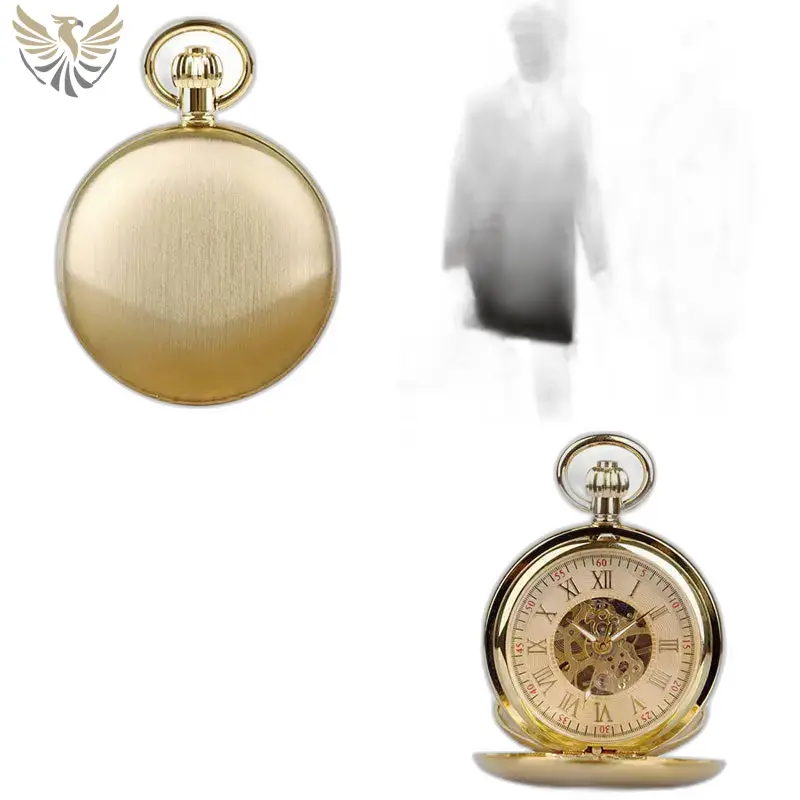 Montre à Gousset Double Chasseur Luxe Homme Femme avec des montres à poche dorées