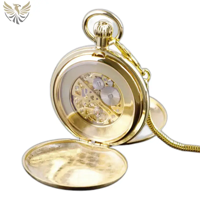 Montre à Gousset Double Chasseur Luxe Homme Femme avec un élégant cadran doré