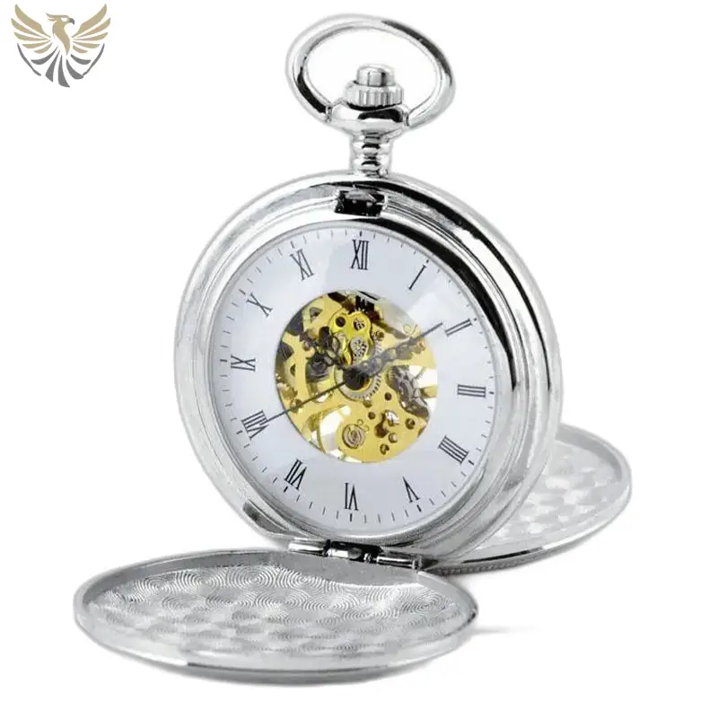 Montre à gousset Double Clapet Mécanique Chic en argent, élégante et précise