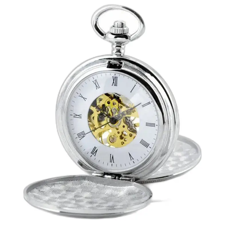 Montre à gousset Double Clapet Mécanique Chic en argent, élégante et précise