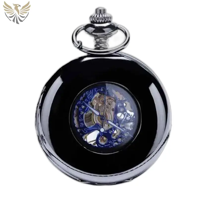 Montre à Gousset élégante pour Homme avec design unique en noir et argent