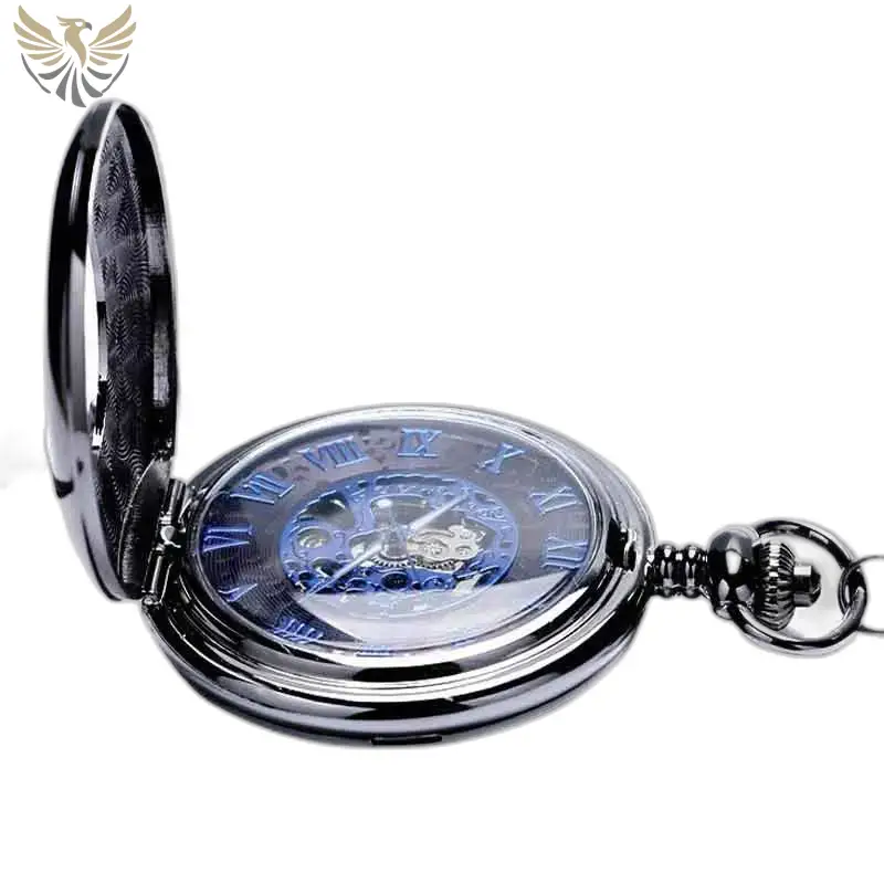 Montre à gousset élégante pour Homme avec un design unique et un boîtier noir en métal