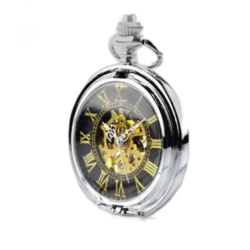 Montre à Gousset Femme Double Clapet Argent avec mécanisme visible et élégante finition