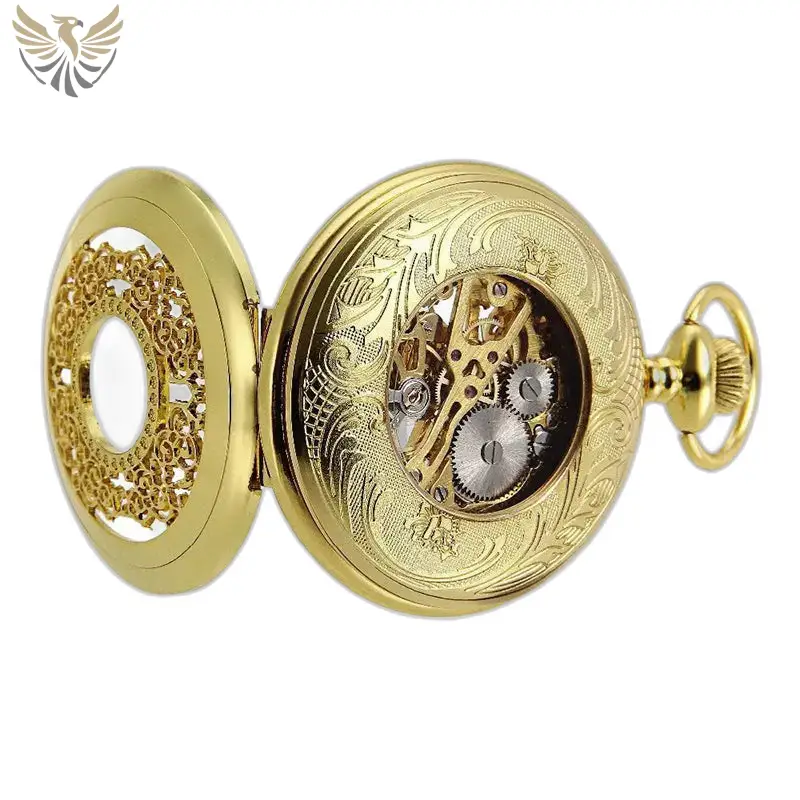 Montre à gousset en or chic avec mouvement mécanique et remontage manuel