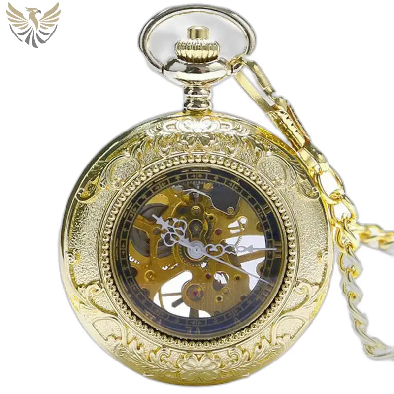 Montre à gousset Golden Charm Luxe avec engrenages visibles en or