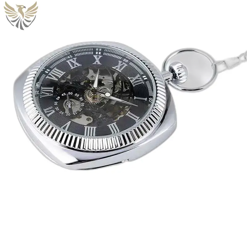Montre à Gousset Homme Chic Argent avec mécanisme mécanique à remontage et design élégant