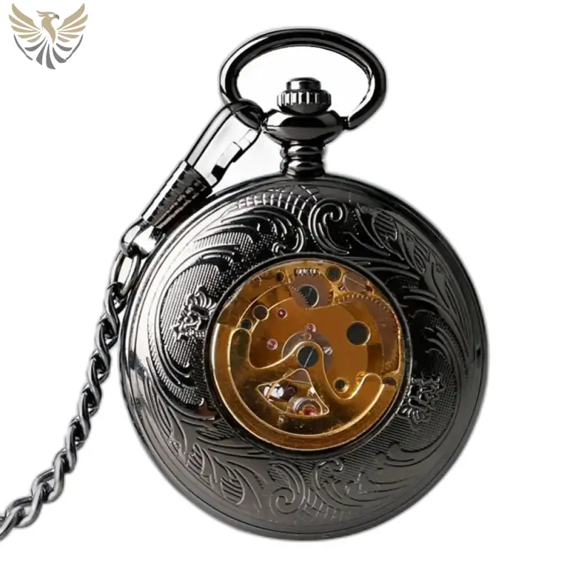 Montre à Gousset Iridium Automatique Steampunk Noir avec un design elegant et noir