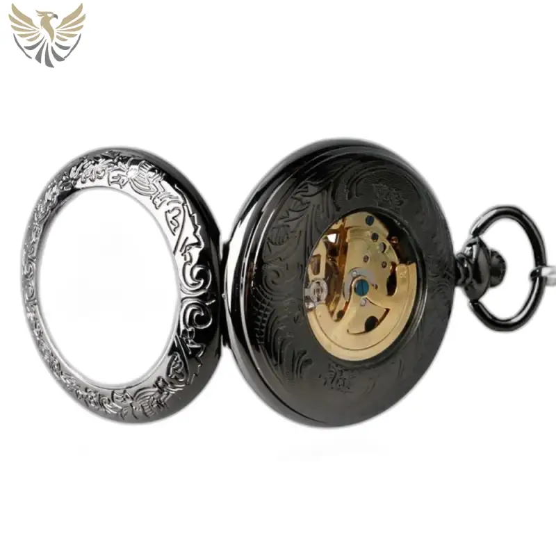 Montre à Gousset Iridium Automatique Steampunk Noir avec un design noir orné