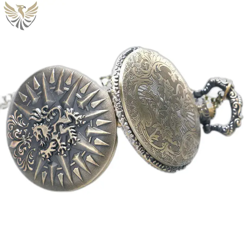 Montre à Gousset Lion d’Or Game of Thrones avec ornements en bronze vintage