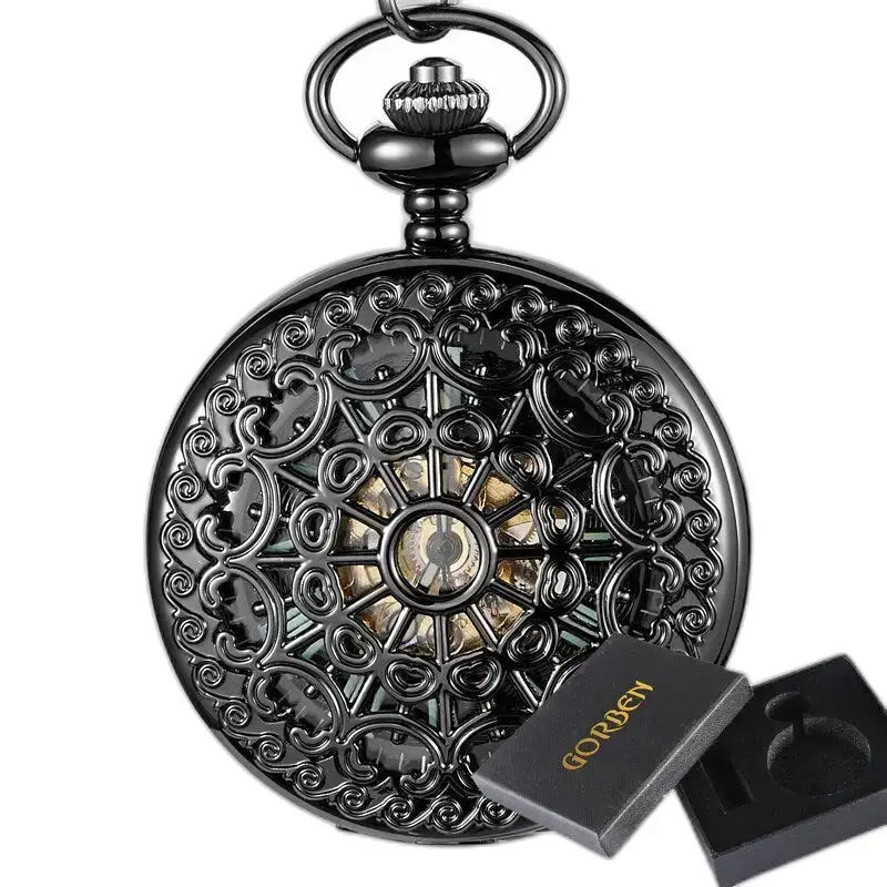 Montre à Gousset Lumineuse Evil Flower avec un élégant cadran noir orné