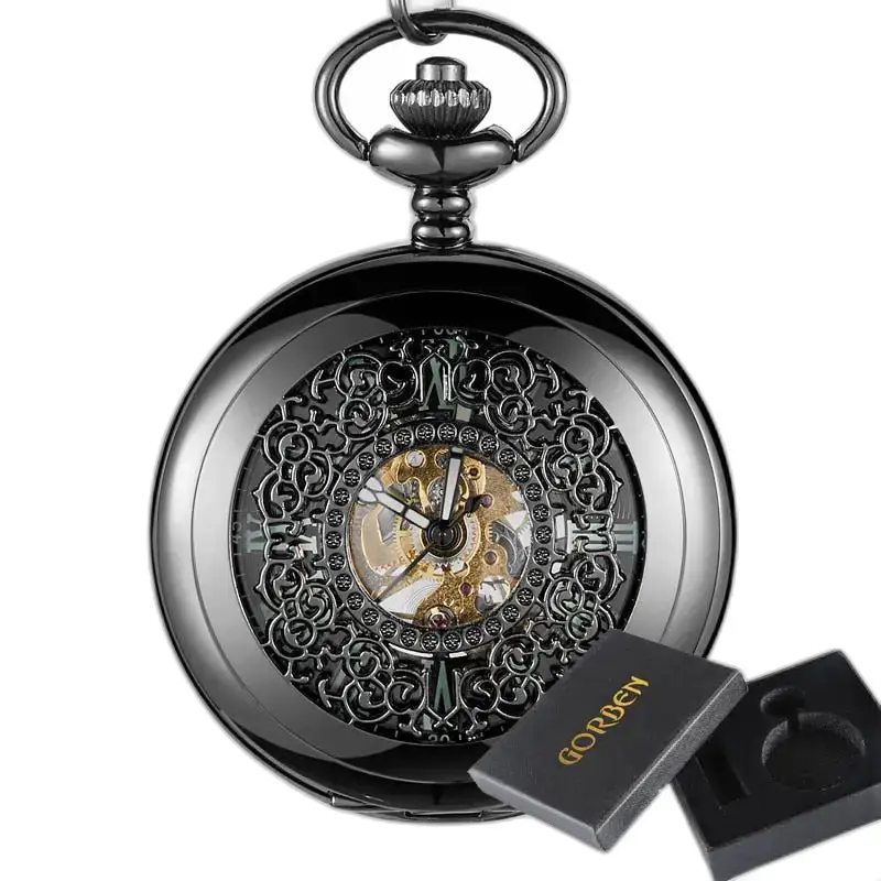 Montre à Gousset Lumineuse Evil Flower, montre noir ornée au design vintage élégant