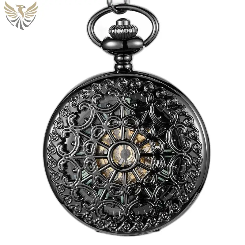 Montre à Gousset Lumineuse Evil Flower avec une finition noire ornée