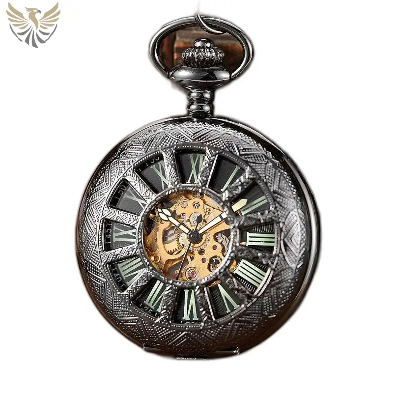 Montre à Gousset Lumineuse Evil Flower en noir, ornée d’une élégante décoration