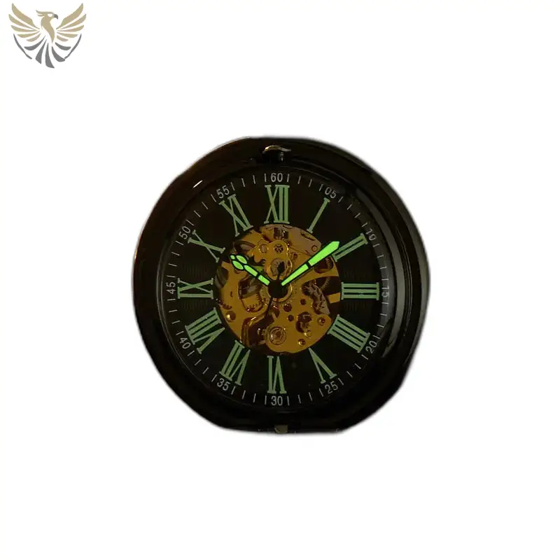 Montre à Gousset Lumineuse Evil Flower avec un cadran noir et des aiguilles lumineuses