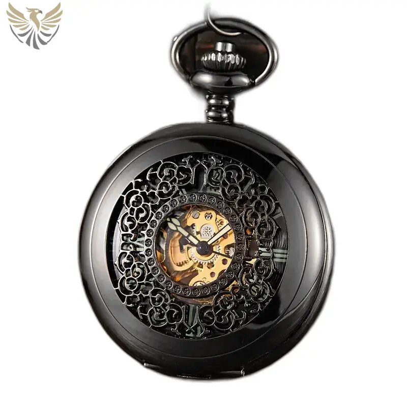 Montre à Gousset Lumineuse Evil Flower avec un élégant cadran noir orné