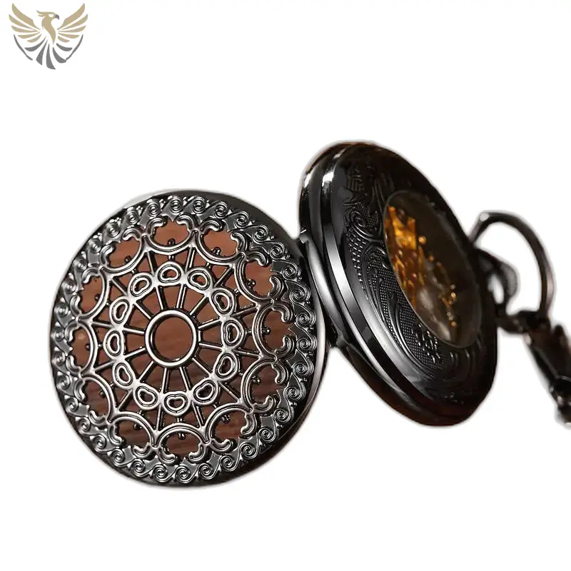 Montre à Gousset Lumineuse Evil Flower vintage avec un design noir orné