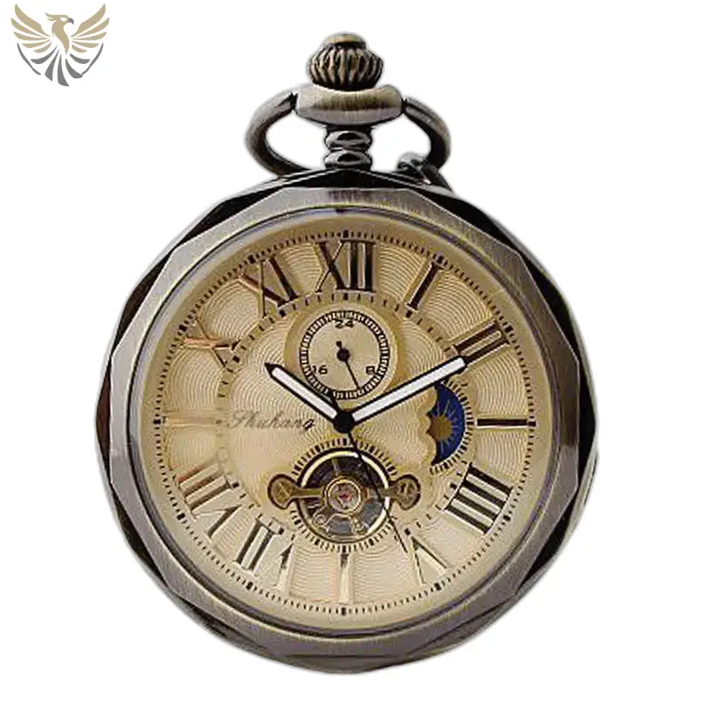Montre à gousset Lune Luxe pour homme et femme avec phase lunaire antique