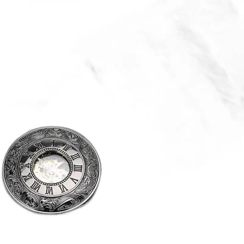 Montre à gousset Luxe Argent Noir avec élégants chiffres romains et cadran argenté
