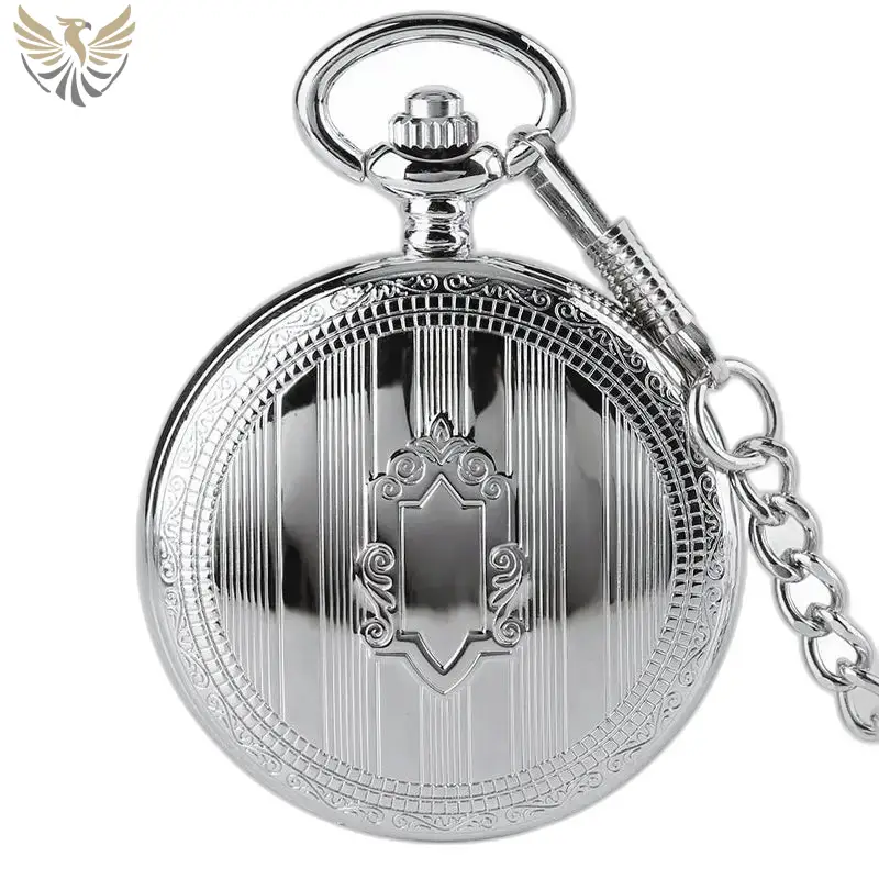Montre à gousset Luxe Homme Mécanique Argent avec mouvement mécanique et chaîne