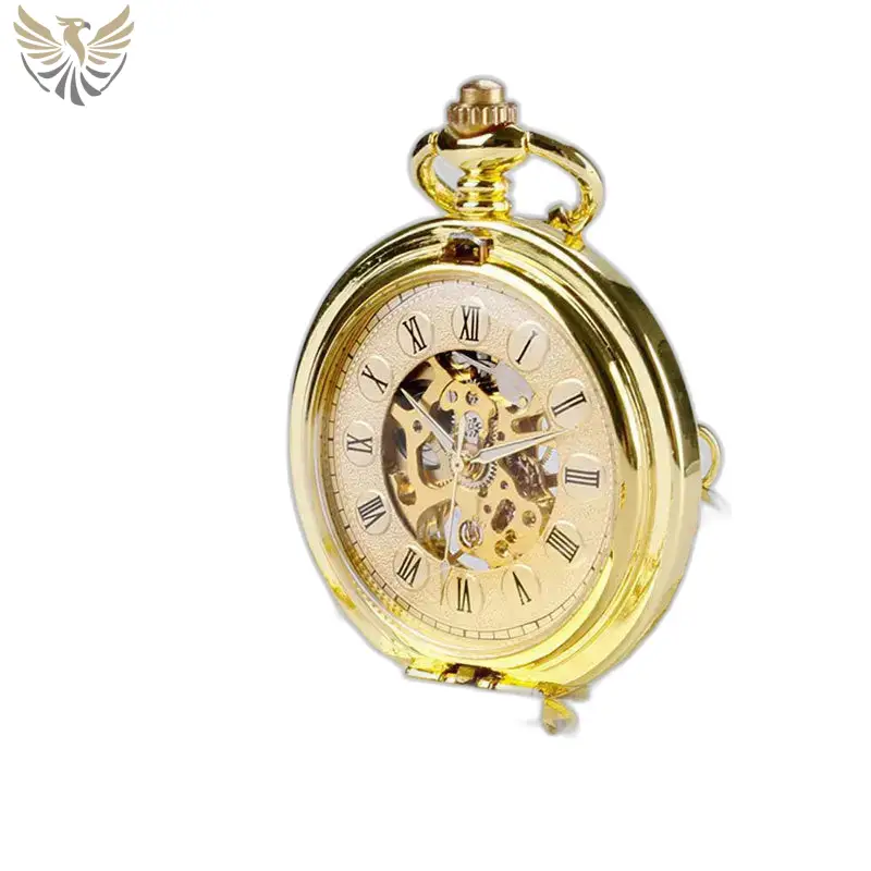 Montre à gousset luxe mécanique remontage manuel dorée avec mouvement mécanique