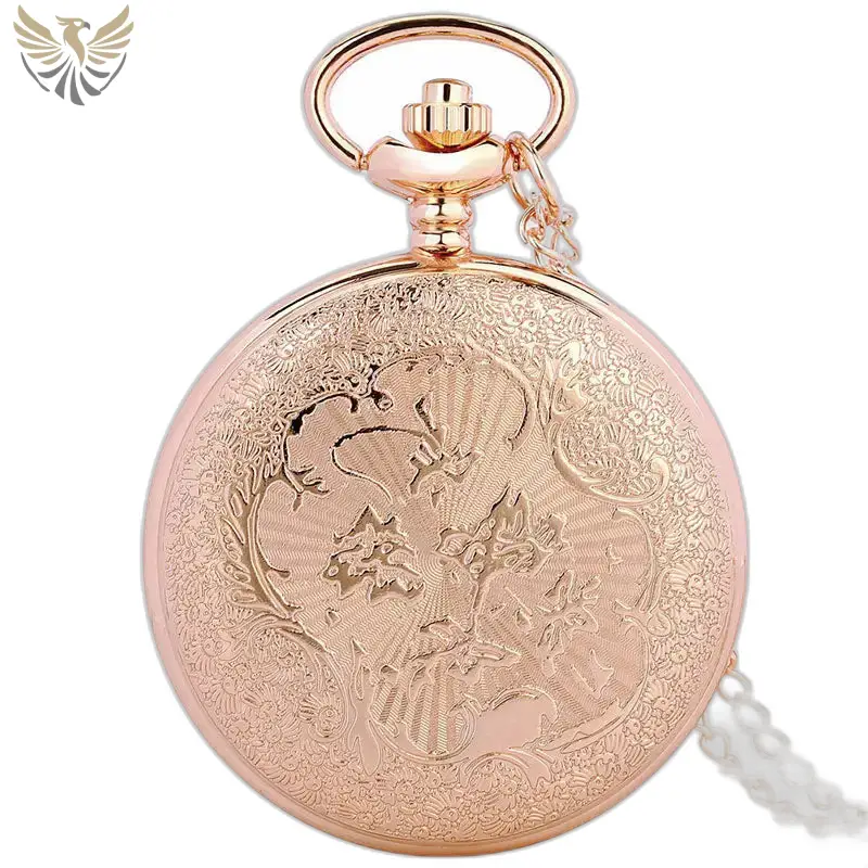 Montre à gousset luxe or rose avec design gravé et boîtier fleuri élégant
