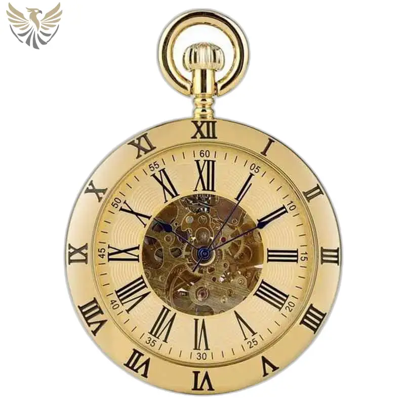 Montre à Gousset Luxe Pierre D’or avec gears visibles et finition dorée élégante