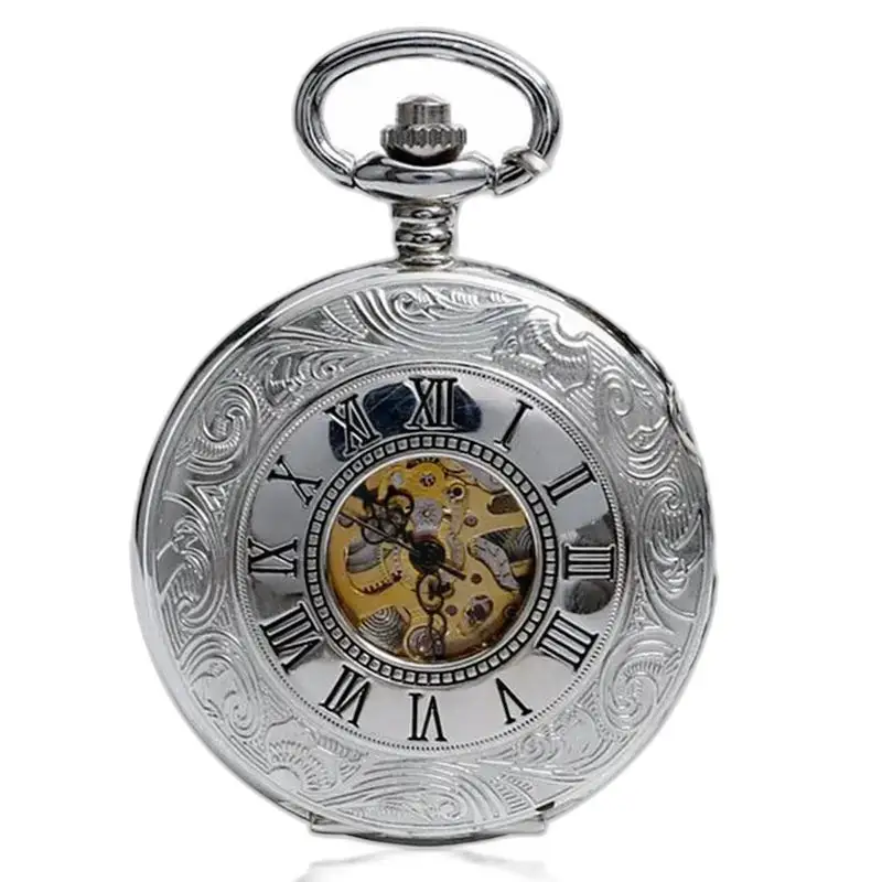 Montre à gousset luxe vintage mécanique avec aiguille et mouvement mécanique visible