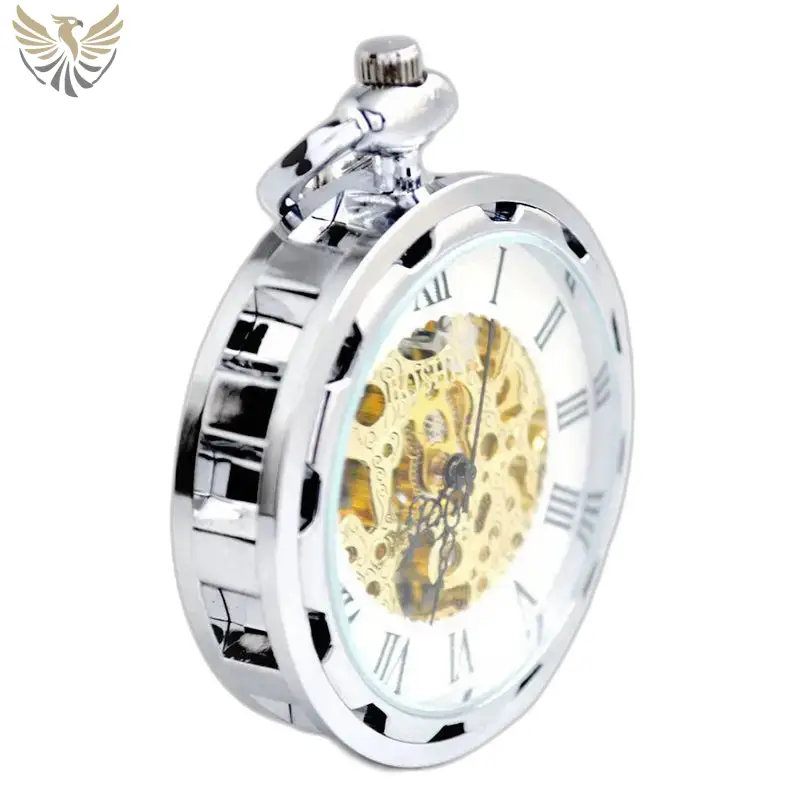 Montre à Gousset Mécanique Argent Luxe, élégante gousset mécanique argent scintillante