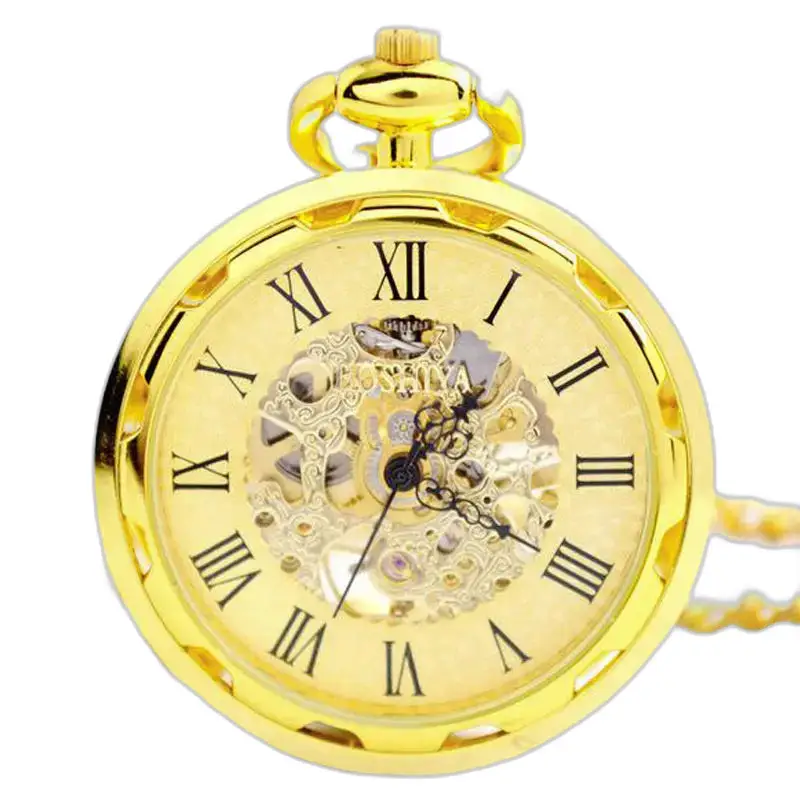 Montre à Gousset Mécanique Argent Luxe avec un élégant boîtier en or tonique