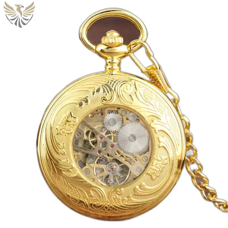 Montre à gousset Mécanique Bronze Héritage avec détails en or et mécanisme visible