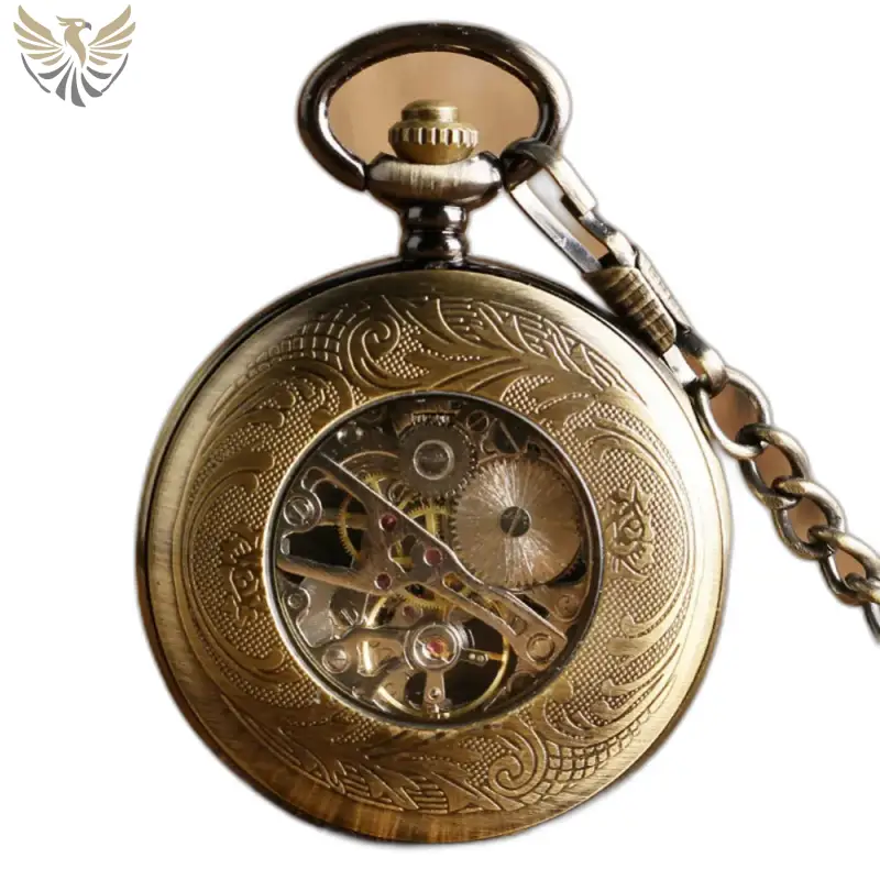 Montre à Gousset Mécanique Bronze Héritage Vintage avec design en bronze ornée