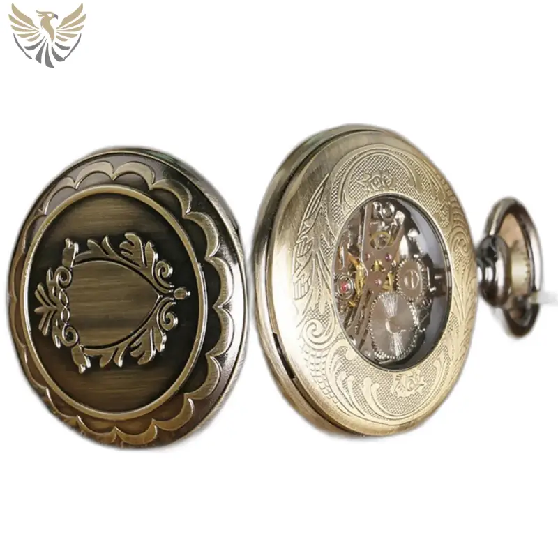 Montre à Gousset Mécanique Bronze Héritage Vintage avec un design orné en bronze