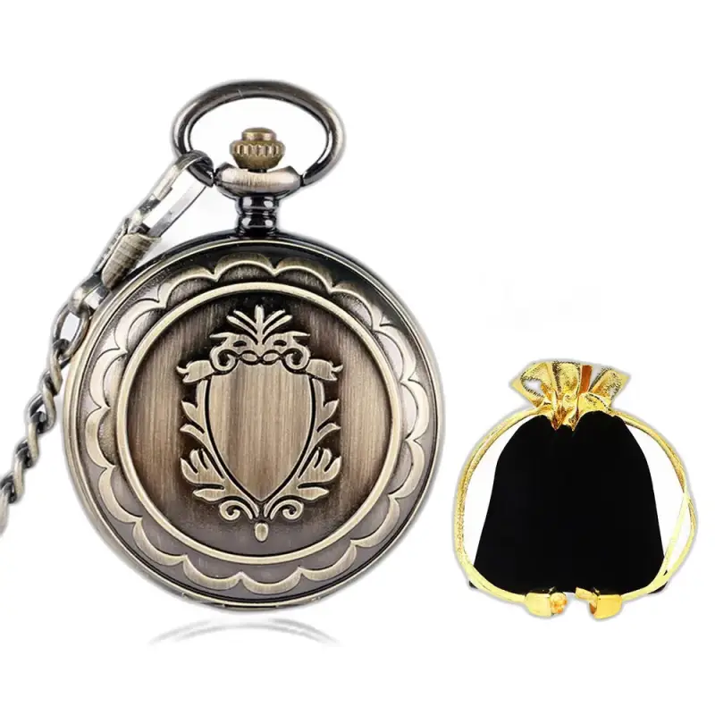 Montre à gousset mécanique bronze Héritage avec chaîne et pochette vintage