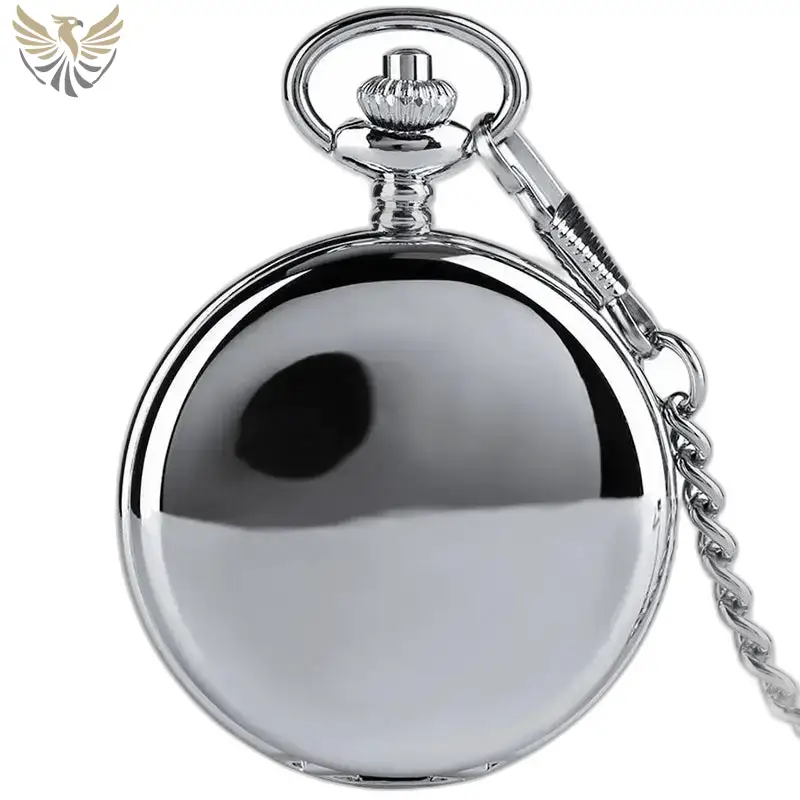 Montre à gousset Mécanique Double Clapet Argent en argent brillant avec chaîne