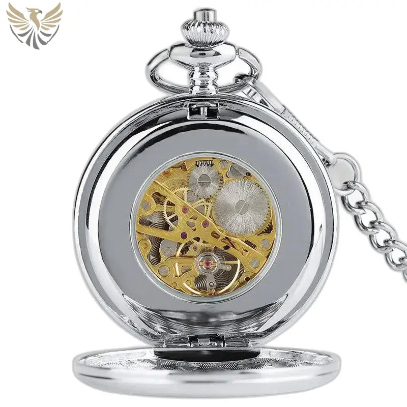Montre à gousset mécanique double clapet argent élégante et raffinée