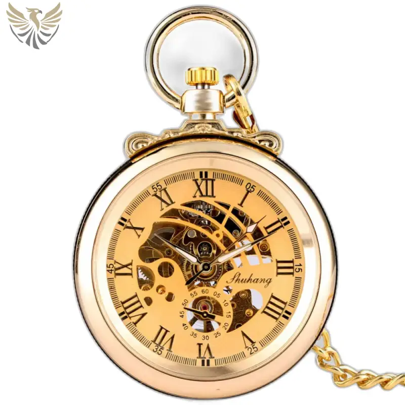 Montre à gousset mécanique Gentleman Luxe Or avec chiffres romains dorés