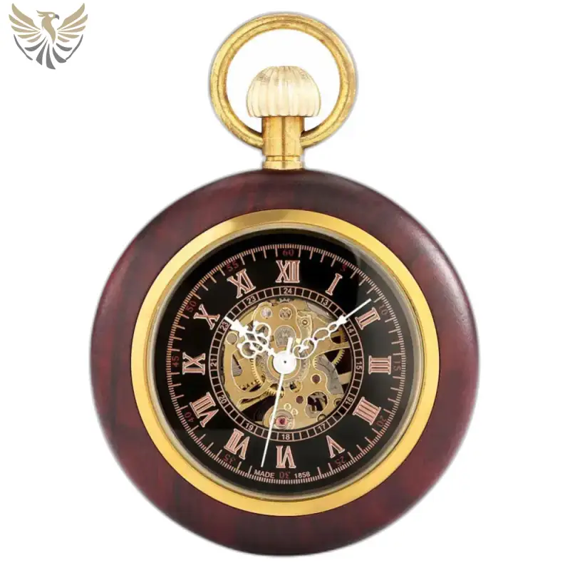 Montre à gousset mécanique Kinetic Woodcraft Luxe Homme avec mécanisme visible