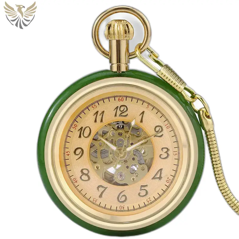Montre à gousset Mécanique Luxe Chic Homme avec finition verte et dorée