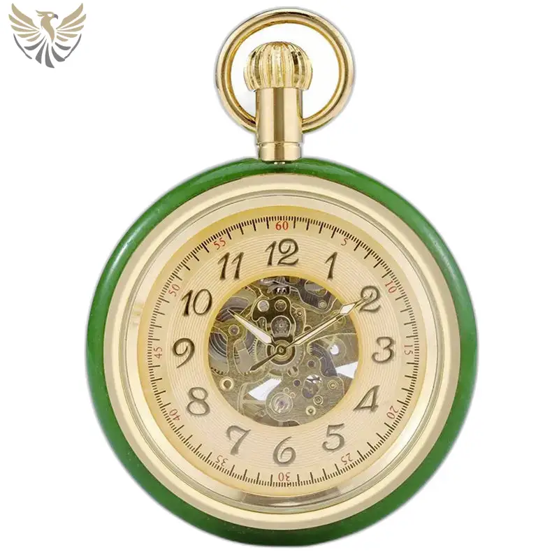 Montre à gousset Mécanique Luxe Chic Homme avec un design vert et or élégant