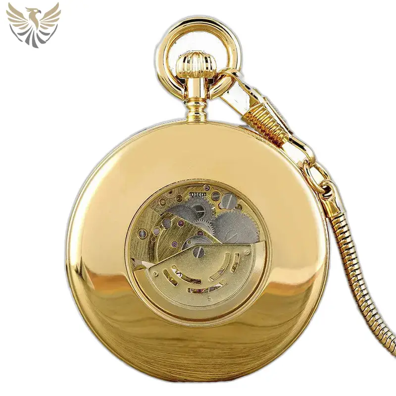 Montre à gousset mécanique en acier inoxydable au ton doré élégant