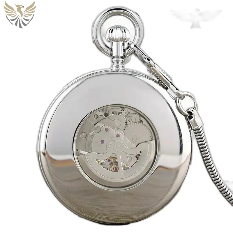 Montre à gousset mécanique en acier inoxydable au design élégant et sophistiqué