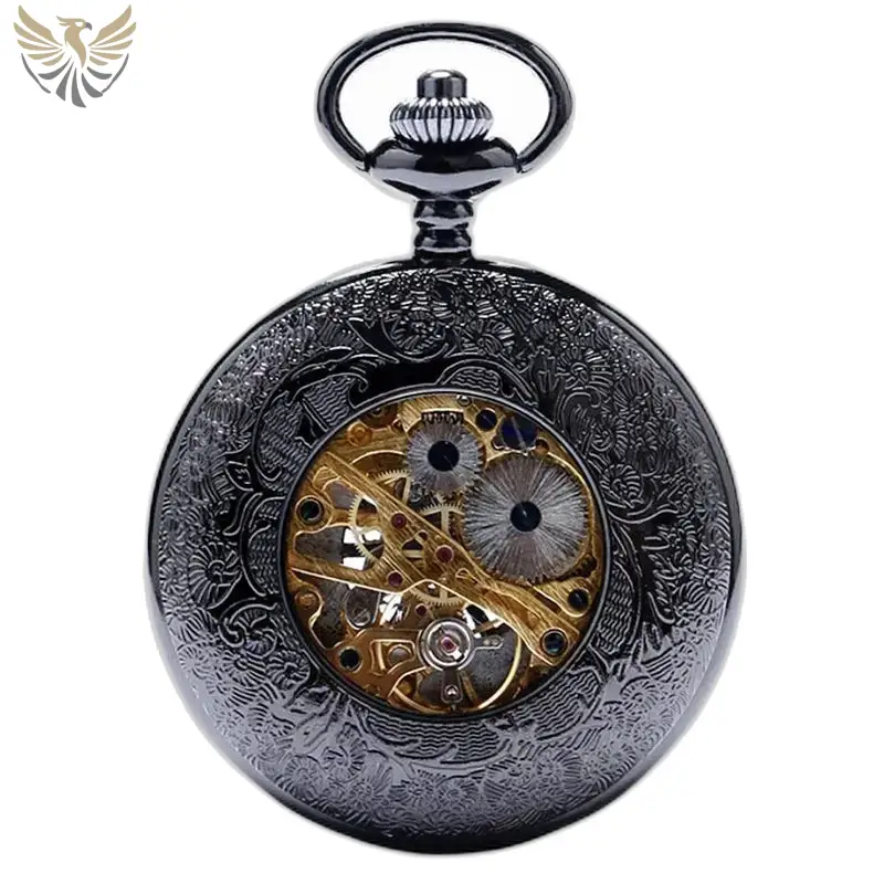 Montre à gousset Mécanique Luxe Steampunk avec mouvement mécanique et rouages visibles